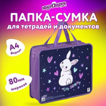 Папка на молнии с ручками А4 пластик 1 отделение, на молнии, ширина 80мм Юнландия 1/30