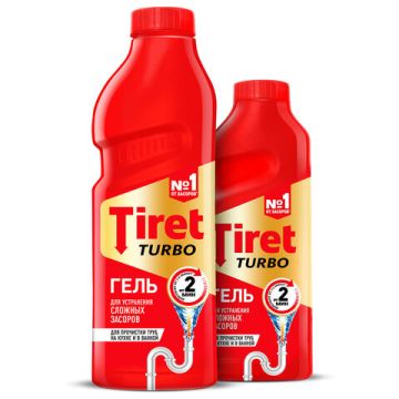 Средство жидкое 500мл Tiret (Тирет) Турбо гель для прочистки канализационных труб 1/12
