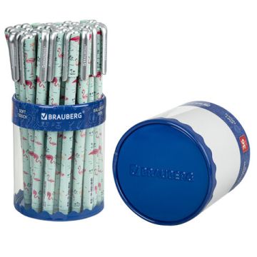 Ручка шариковая синяя узел 0,6мм линия 0,3мм BRAUBERG Flamingo 1/36