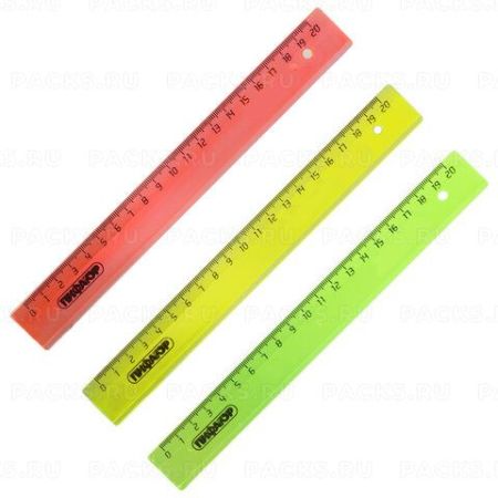 Линейка 20см пластиковая прозрачная неоновая Пифагор 1/20