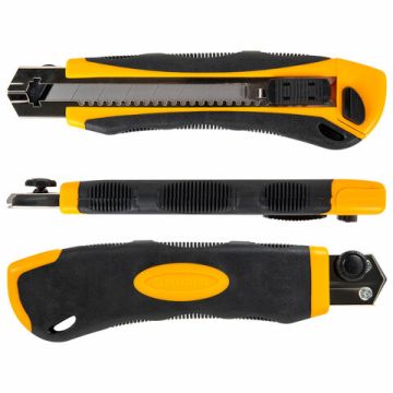 Нож канцелярский 25мм автофиксатор с резиновой вставкой мощный BRAUBERG EXTRA-DL 1/12/72 (Клиент)