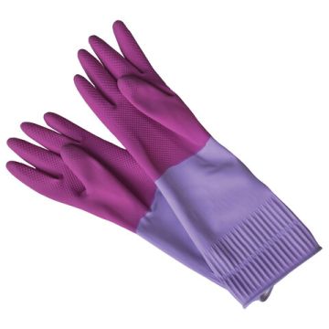 Резиновые перчатки с х/б напыл латекс хозяйств рифл пальцы Роза YORK L 1/48