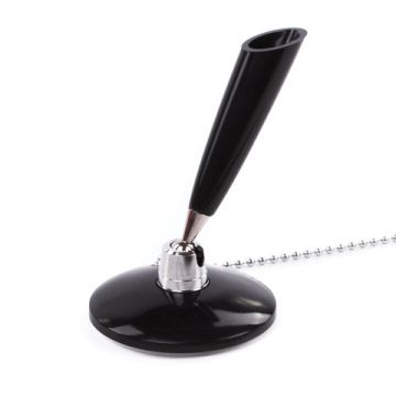 Ручка шариковая настольная синяя на цепочке, на подставке, цвет корпуса черный BRAUBERG 1/50/250