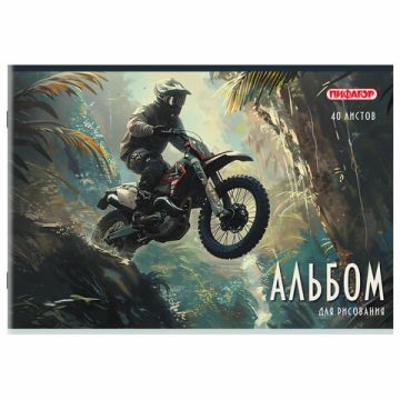 Альбом для рисования 40л А4 скоба обложка офсет Микс ПИФАГОР 1/8/40