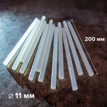 Клеевые стержни, диаметр 11мм, длина 200мм, прозрачные (12 шт) BRAUBERG 50/100 (Клиент)