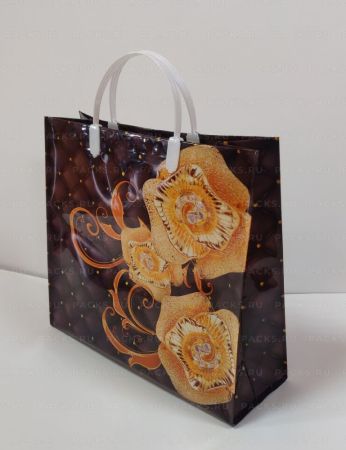 Пакет с пластмассовыми ручками (30х30+10) объемный Хрусталь 10/50