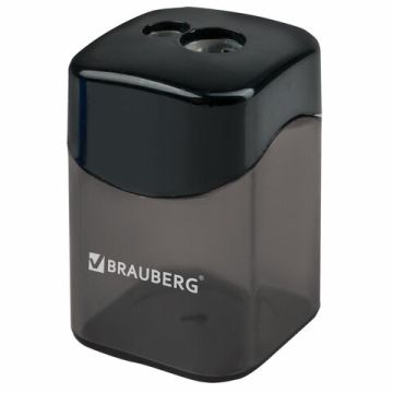 Точилка 2 отверстия с контейнером прямоугольная цвет черный/синий Win Brauberg 1/12