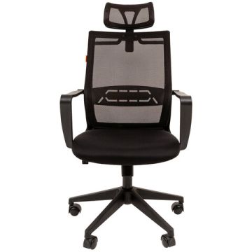 Кресло Chairman СН 545 регулируемый подголовник вешалка плечики сетка/ткань TW черное 1/1