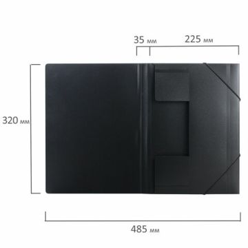 Папка на резинках до 300листов черная 0,5мм Стандарт BRAUBERG 1/10