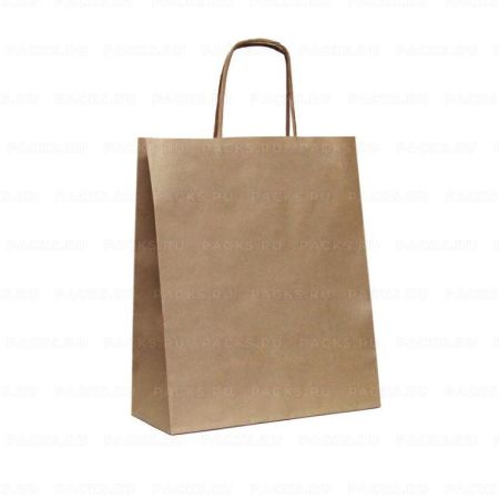 Пакет бумажный крафт с кручеными ручками 220х120х250 70гр/м2 250/250
