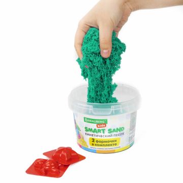 Песок для лепки кинетический 01цв 500г изумрудный 2 формочки BRAUBERG KIDS 1/12