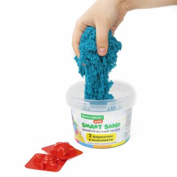 Песок для лепки кинетический 01цв 500г синий 2 формочки BRAUBERG KIDS 1/12