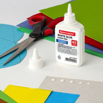 Клей ПВА 65г бумага картон дерево BRAUBERG 1/60