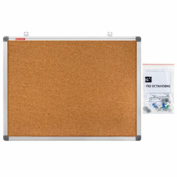 Доска пробковая 45х60см для объявлений алюмингевая рамка BRAUBERG 1/1 (Клиент)
