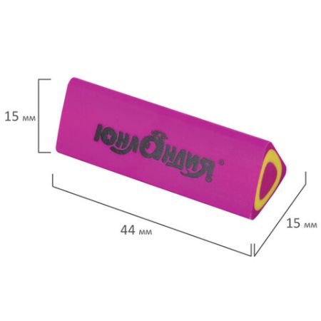 Ластик 44х15х15мм, цвет ассорти, треугольный ЮНЛАНДИЯ Candy 1/36