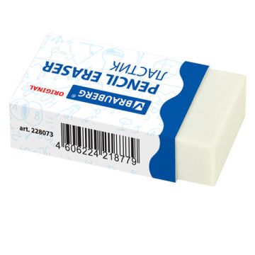 Ластик 38х20х10мм белый прямоугольный картон держатель Original BRAUBERG 1/40/1280