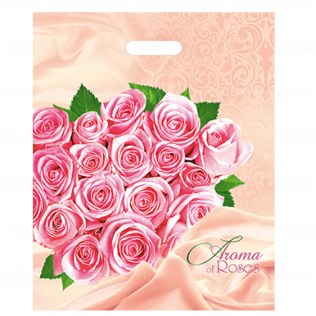 Пакет с вырубной ручкой (38х47)-60 Розовые розы Нео-Пак 25/1000 