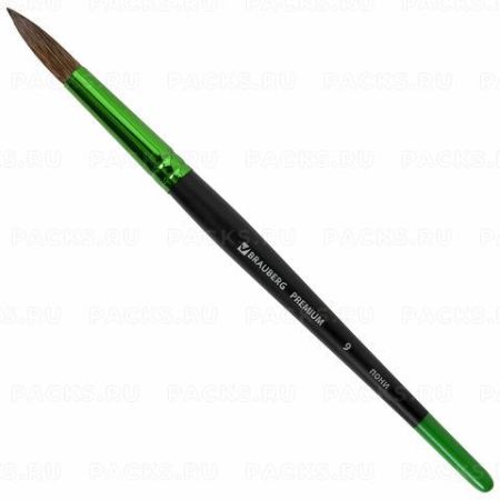 Кисть пони круглая №9 BRAUBERG PREMIUM 1/15/600 