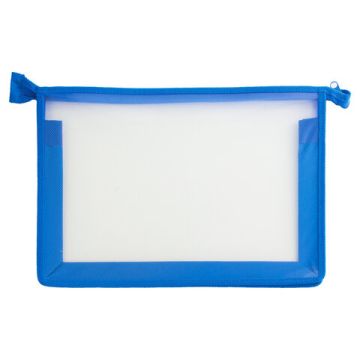 Папка для тетрадей А4 пластик молния сверху прозрачная синяя Пифагор 1/25