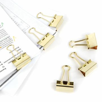 Зажимы для бумаг BRAUBERG EXTRA, КОМПЛЕКТ 12 шт, 32 мм, на 140 л, золотистые, европодвес 1/5/10
