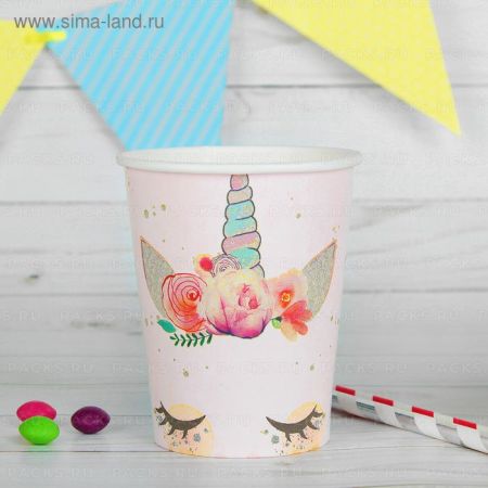 Стакан бумажный 250мл Единорог 10/10