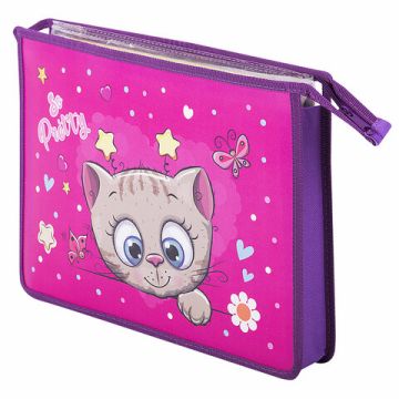 Папка для тетрадей А4 пластик 1 отделение, на молнии Юнландия Pretty Kitty 1/25