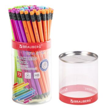 Карандаш ч/гр HB с ластиком, пластиковый ULTRA COLOR BRAUBERG  1/72