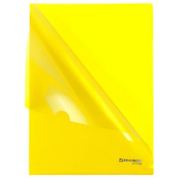 Папка-уголок А4 жесткая желтая 0,15мм BRAUBERG EXTRA 1/50/600 (Клиент)