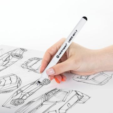 Ручка капиллярная (линер) ЧЕРНАЯ трехгранная линия 0,3мм CENTROPEN Liner 1/10/200 (Клиент)