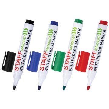 Маркер для доски НАБОР 4шт с клипом 3мм STAFF MANAGER 1/30